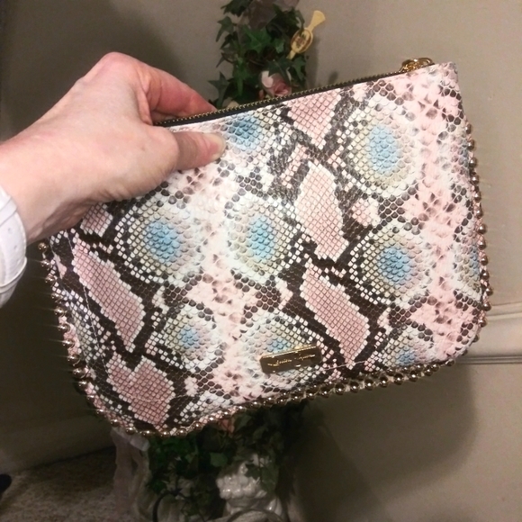 Jessica Simpson New Without Tags Camille Pink & Blue Snake Print Crossbody Purse - Picture 14 of 15